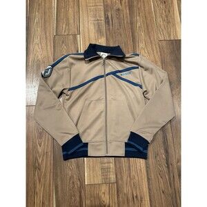 Vintage Y2K Volcom Track Jacket Mens Medium Tan Blue Full Zip Cyber Grunge